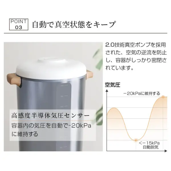 HAGOOGI(ハゴオギ) 真空保存容器 20L フード ストッカー - 画像 (8)